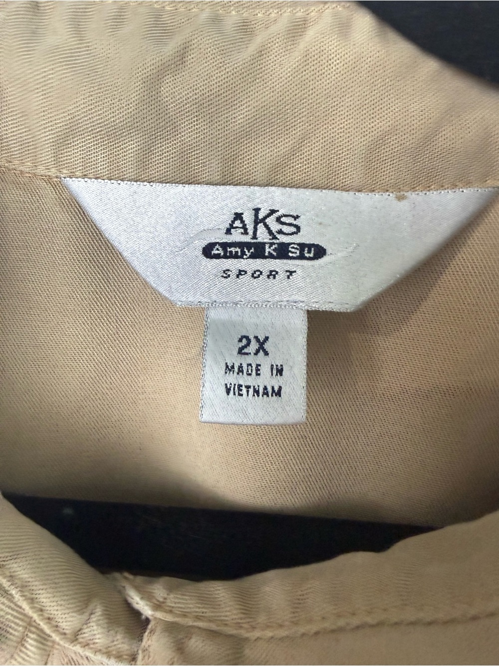 VTG AKS Amy K Su Sport Casual Short-Sleeve Button-Up Shirt Khaki Sz 2XL - Picture 2 of 7